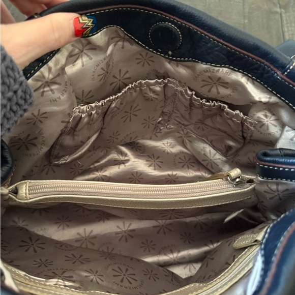 Isaac Mizrahi Navy pebbled leather Shoulder Bag - Picture 10 of 16